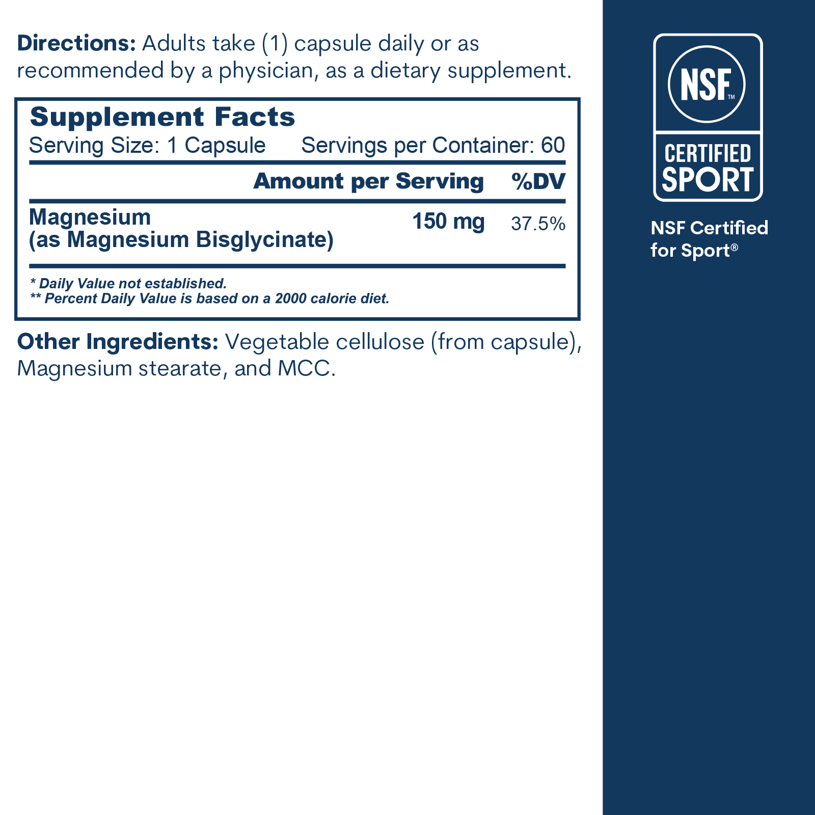 Magnesium Bisglycinate: Bottle (60 Count)