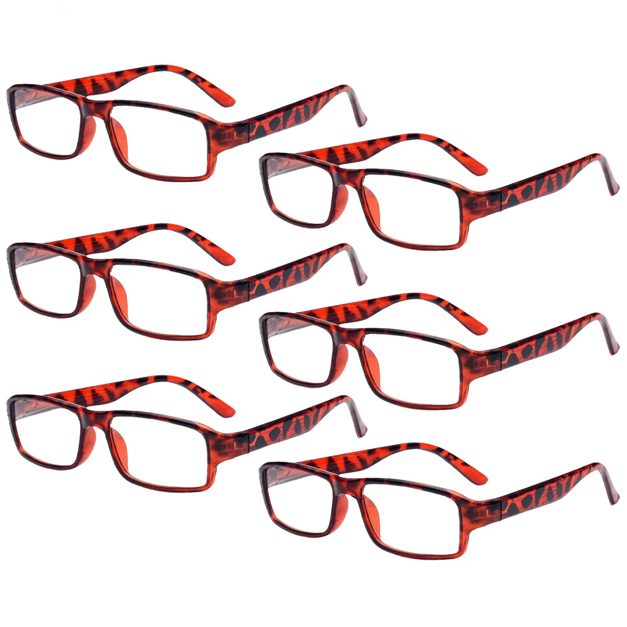 Reading Glasses Mens Womens Readers 6 PACK Square Frame Unisex Style Specs NEW!