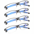 4 Pairs Anti-Blue Light Reading Glasses HD Lenses Spring Hinge Readers Unisex