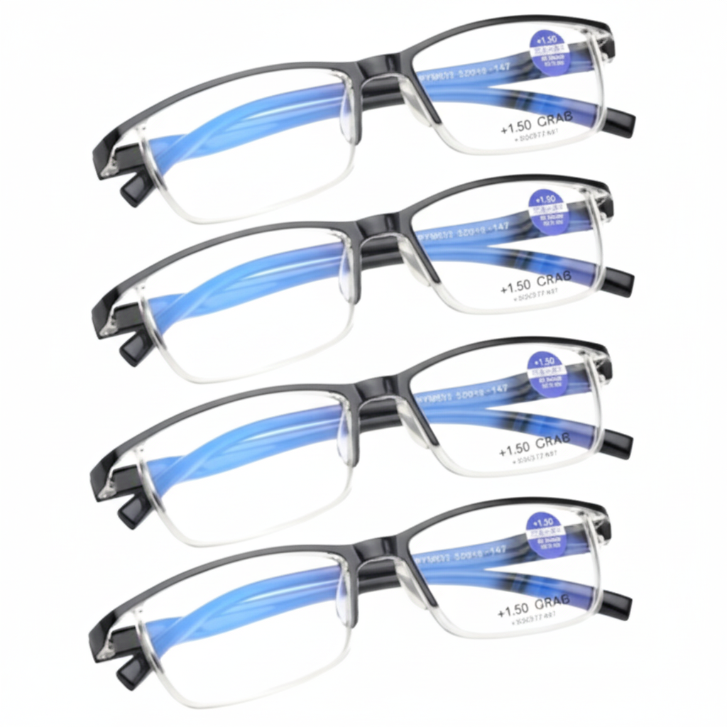 4 Pairs Anti-Blue Light Reading Glasses HD Lenses Spring Hinge Readers Unisex