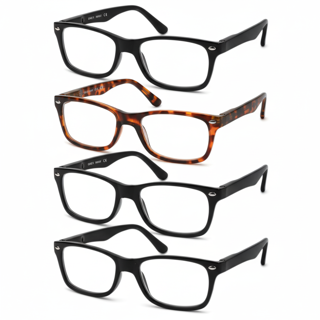 Mens Womens Reading Glasses 4 Pairs Unisex Classic Retro Spring Hinge Readers