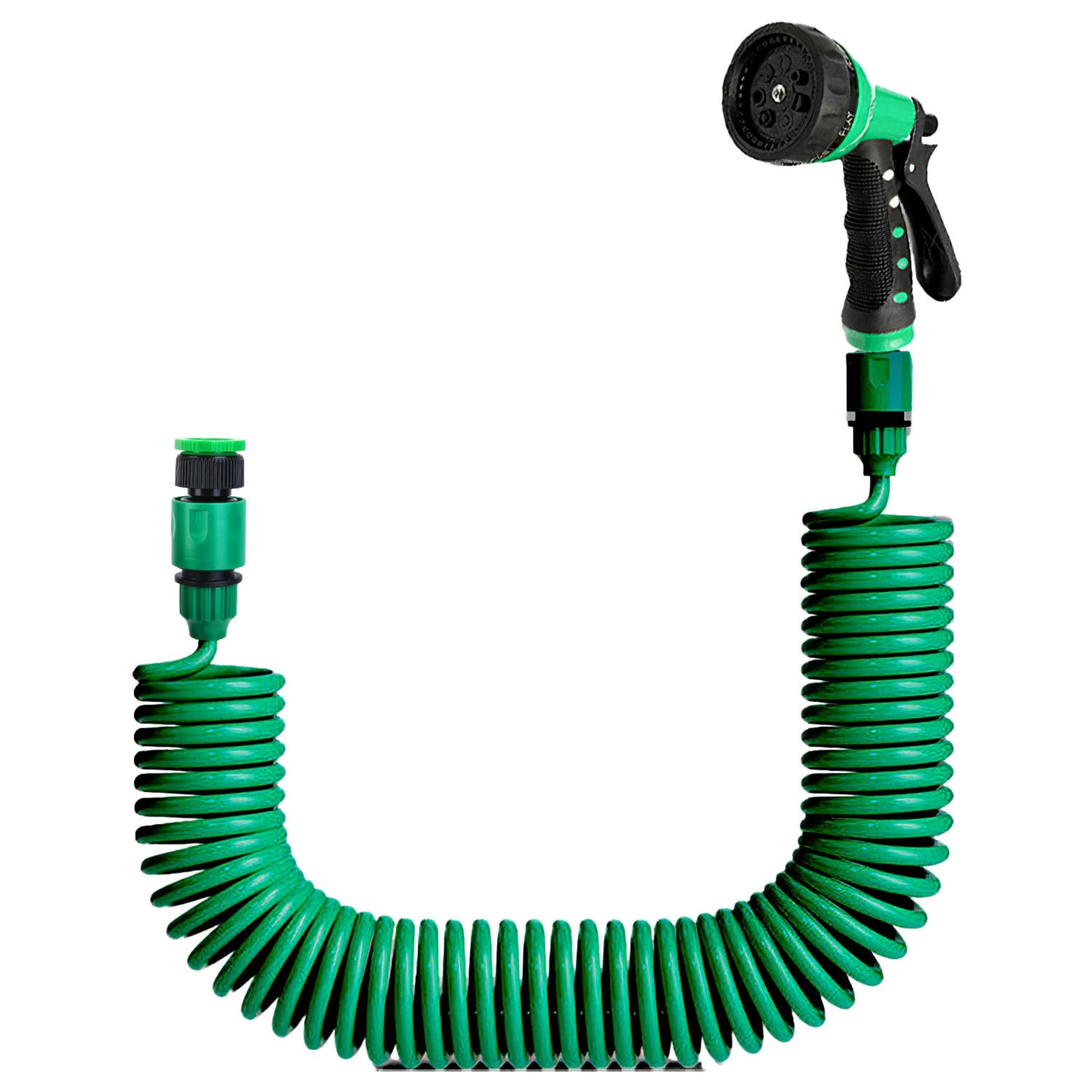 EVA Recoil Garden Hose Flexible Self-coiling Water Hose with 3/4� and 1/2� Adapter with 7 Spraying Modes for Boat Greenhouse Yard Patio