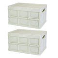 2Pcs 56L Collapsible Storage Bins With Dustproof Lid Waterproof Interior Bag Handle Stackable Storage Box Container Utility Organizer Crate For Campin