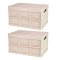 2Pcs 30L Collapsible Storage Bins With Dustproof Lid Waterproof Interior Bag Handle Stackable Storage Box Container Utility Organizer Crate For Campin