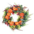 17.71IN Autumn Wreath with Pumpkin Mixed Leaves Berries Flowers Fall Decoration for Indoor Outdoor Window Wall Front Door in Halloween Thanks Giving D