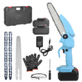 Electric Mini Chainsaw, Cordless, 2 Batteries, 8in Chain, Gloves, Goggles
