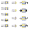 13Pcs T10 31mm Festoon LED Light Bulb Interior Dome Map LED Lights License Plate Trunk Side Positioning Lights 6000K White