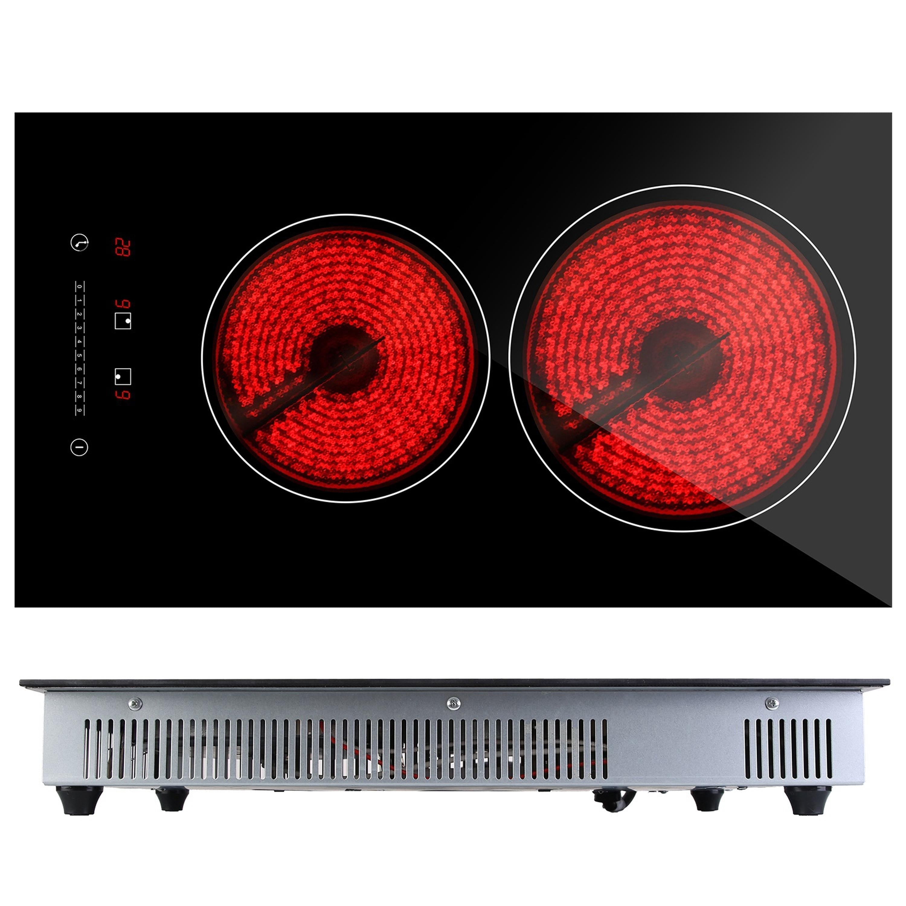 Dual Induction Burners Electric Cooktop, 110V 1900W, Ceramic Stove with Timer