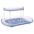 2 Tier Turntable Organizer Rectangular Refrigerator Spinner Storage Rack with 360� Rotatable Slide Rail for Kitchen Cabinet Countertop