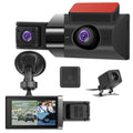 2K Car DVR 3 Channel Dash Cam Camcorder Camera Recorder with 140� Angle GPS WiFi Night Vision G-sensor Loop Recording Parking Monitor