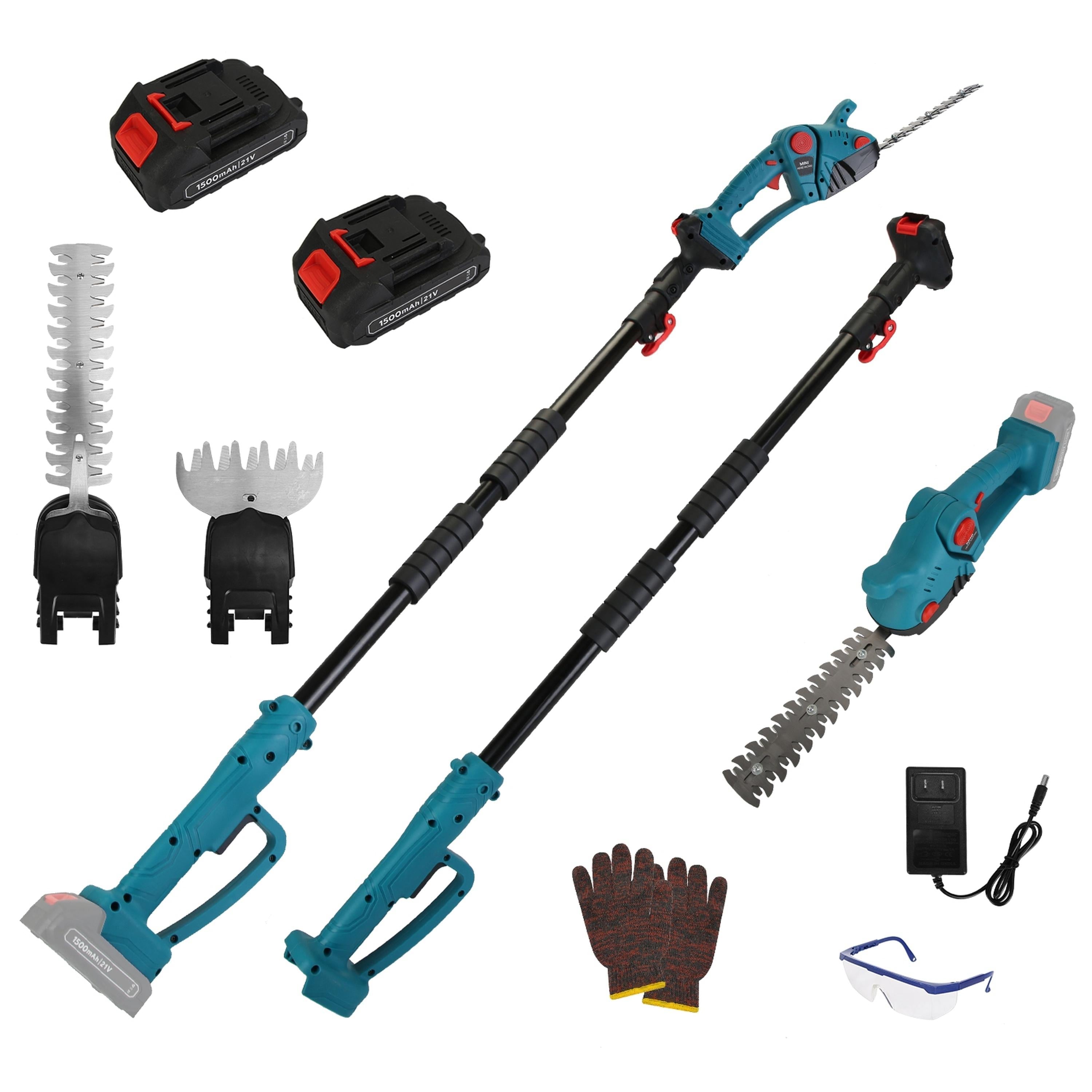 Cordless Pole Mini Hedge Trimmer & Grass Shear, 90� Rotatable, Telescopic Pole