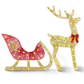 Lighted Christmas Reindeer & Sleigh, Indoor/Outdoor Decoration, 8 Modes