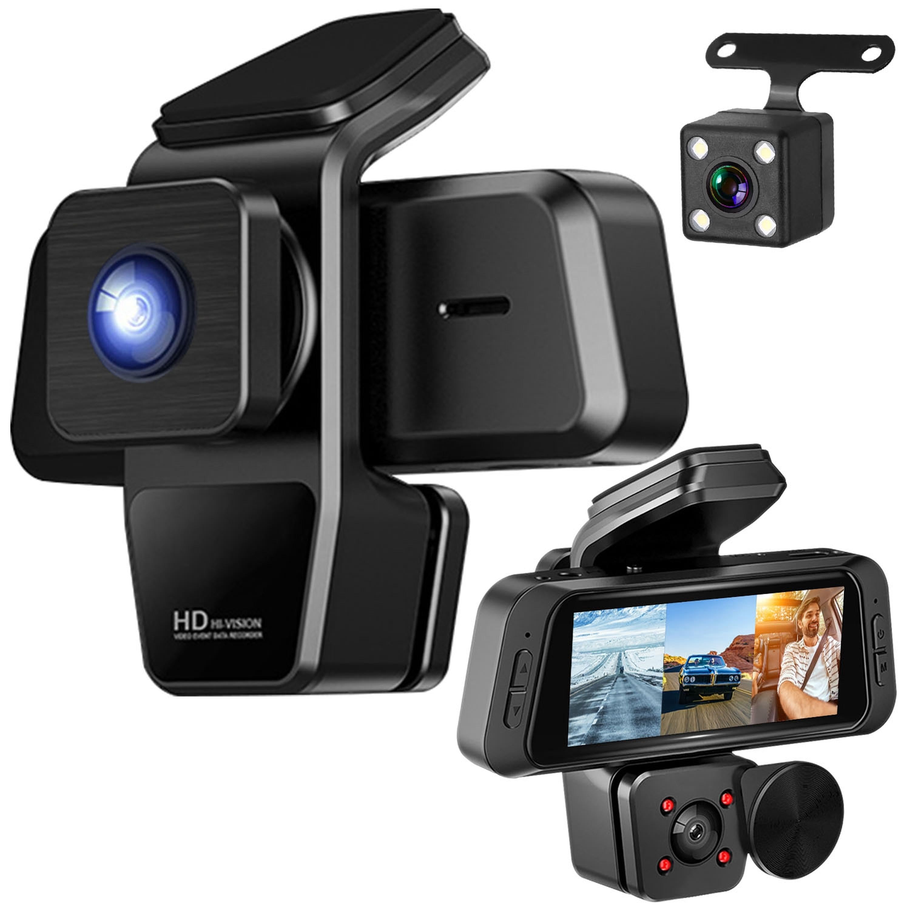 1080P FHD 3-Channel WiFi Dash Cam 170� Wide Angle Night Vision