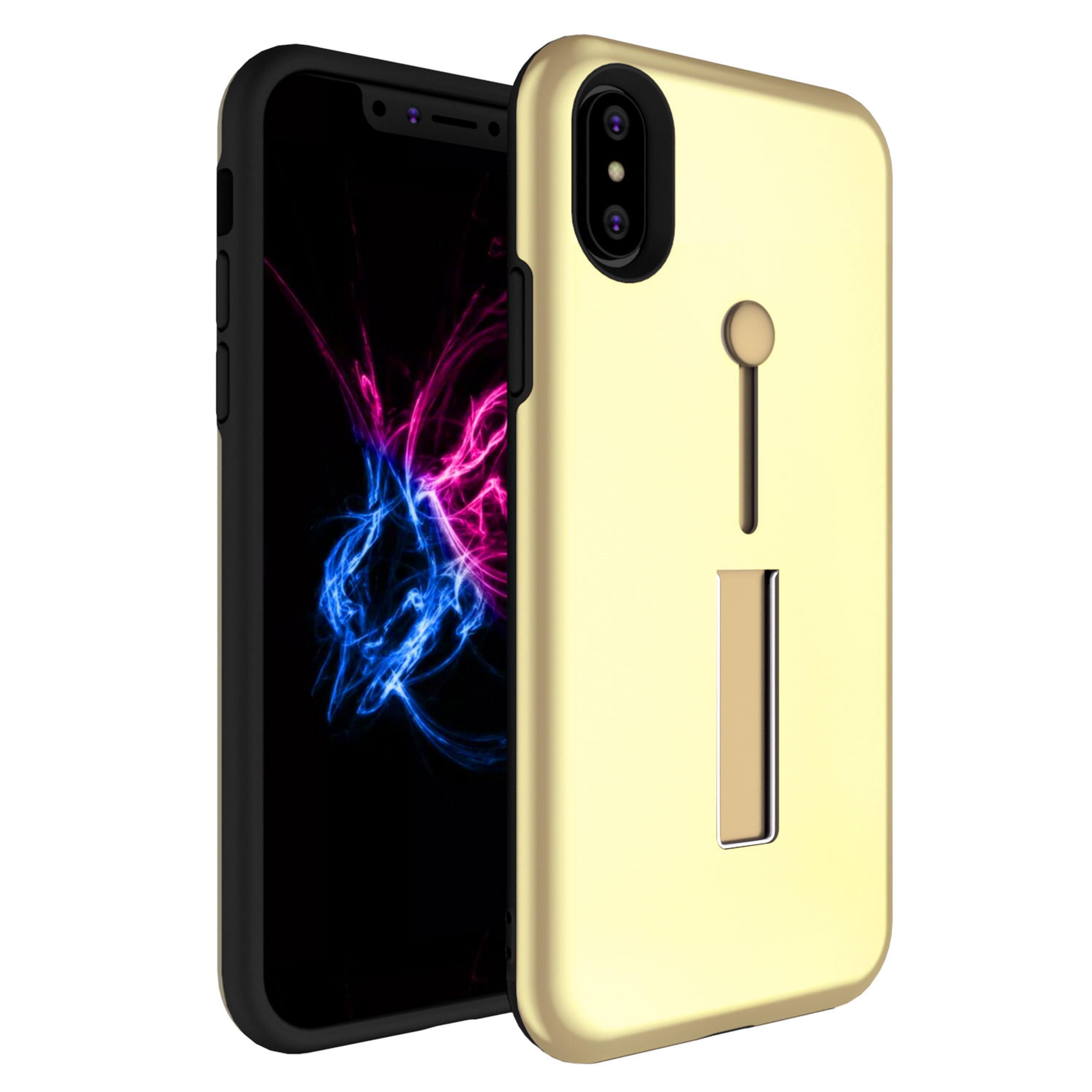 Finger Strap Phone Case for iPhone X Drop-protection Finger Ring Rugged Phone Case with Kickstand Dual Layer Case