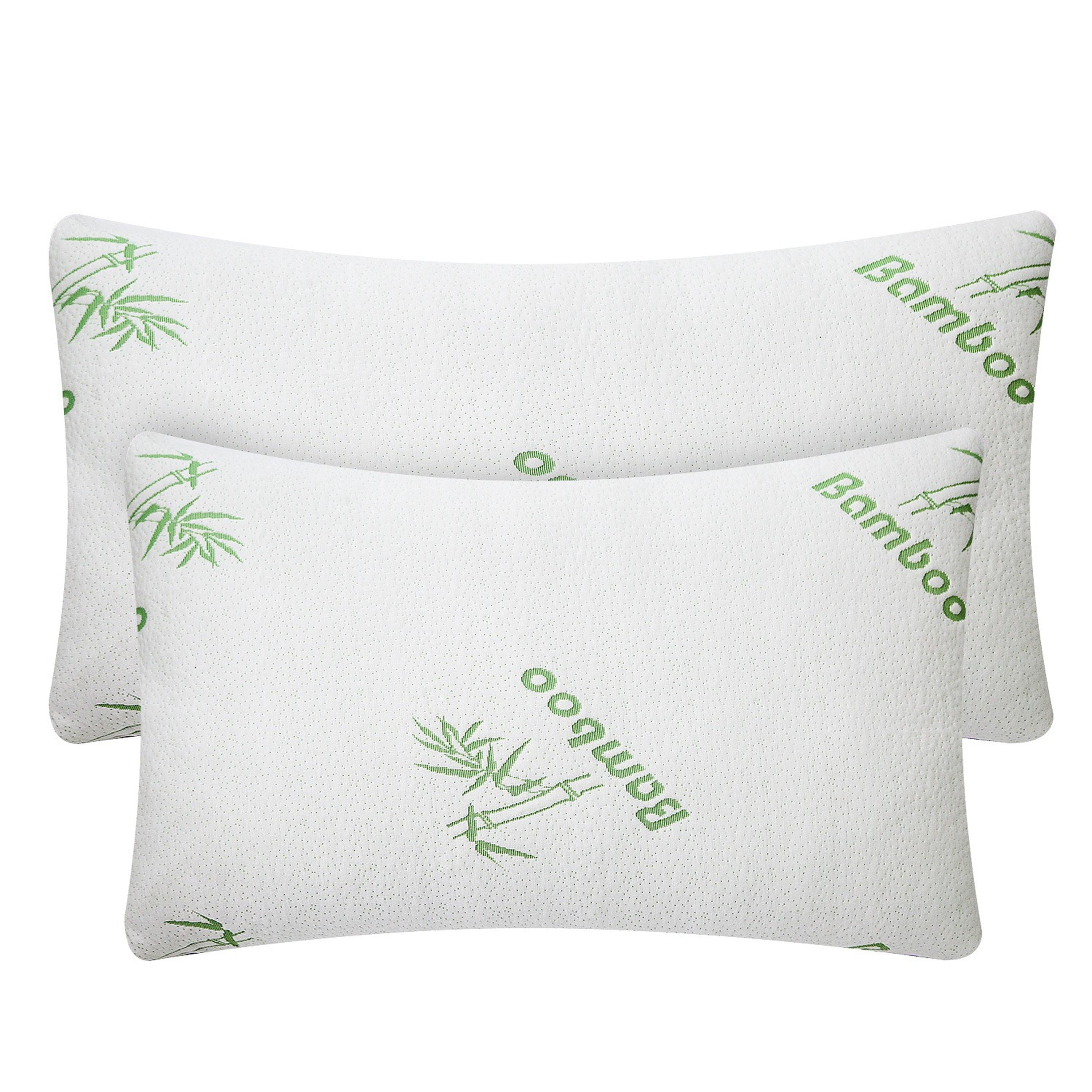 2Pcs Bamboo Memory Foam Pillow Hypoallergenic Bed Pillow For Head Neck Rest Sleeping Shredded Pillow Washable Cover Queen Size Pillow