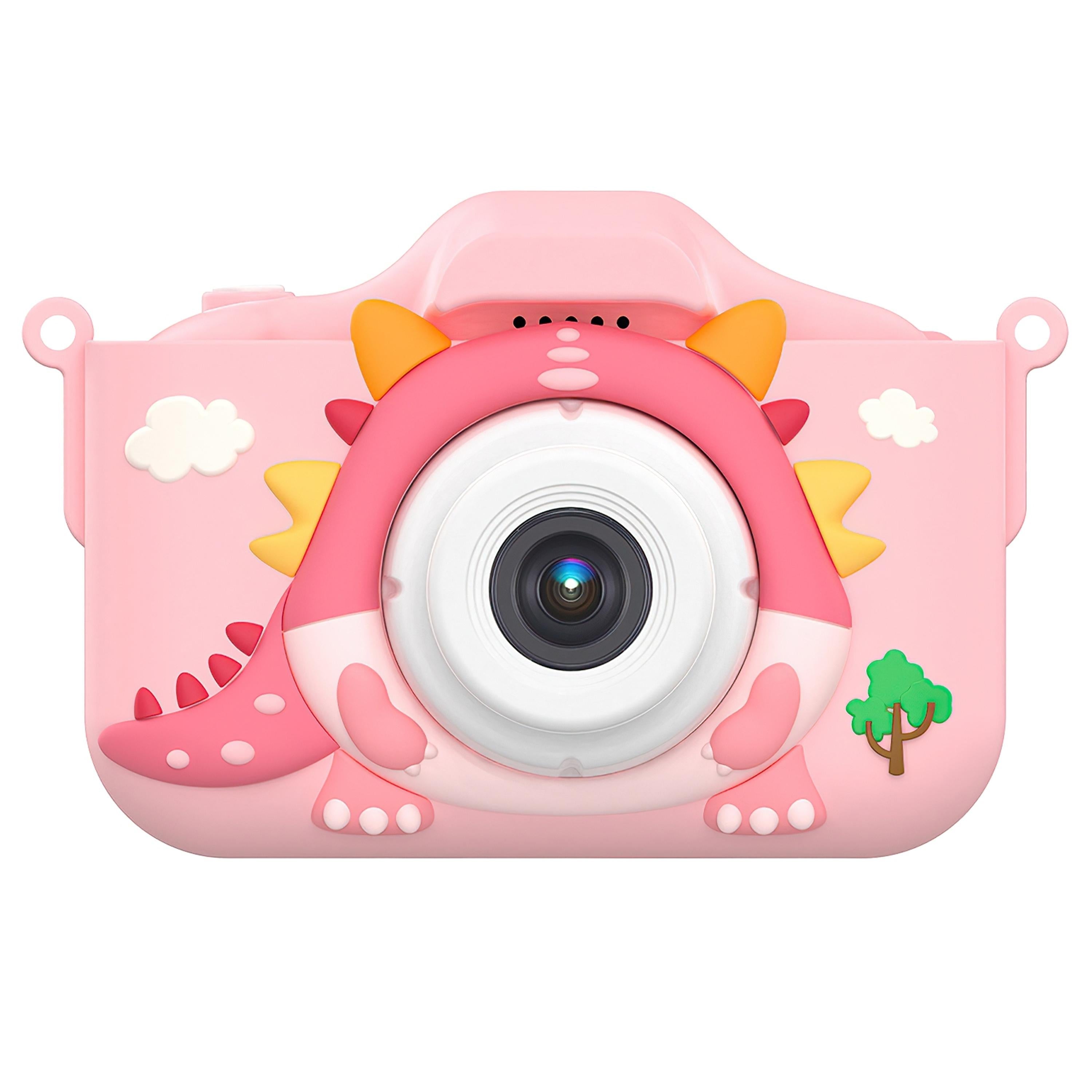 Dinosaur Kids Selfie Camera, 48MP 1080P HD, Cartoon Case, 32GB Card for Ages 6+