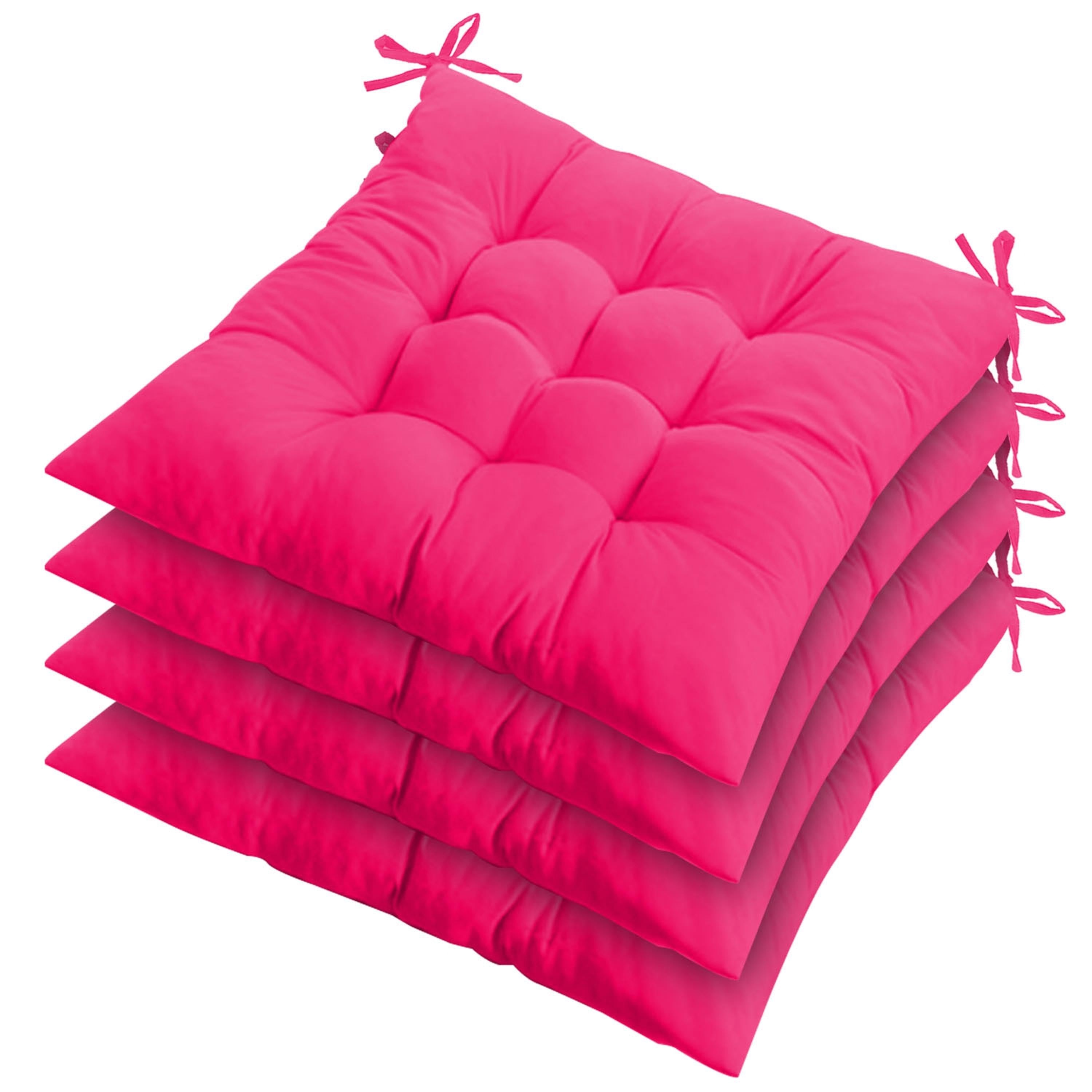 4Pcs Chair Cushions 17.72x17.72x2.37in Tie-On Square Pads for Home & Travel