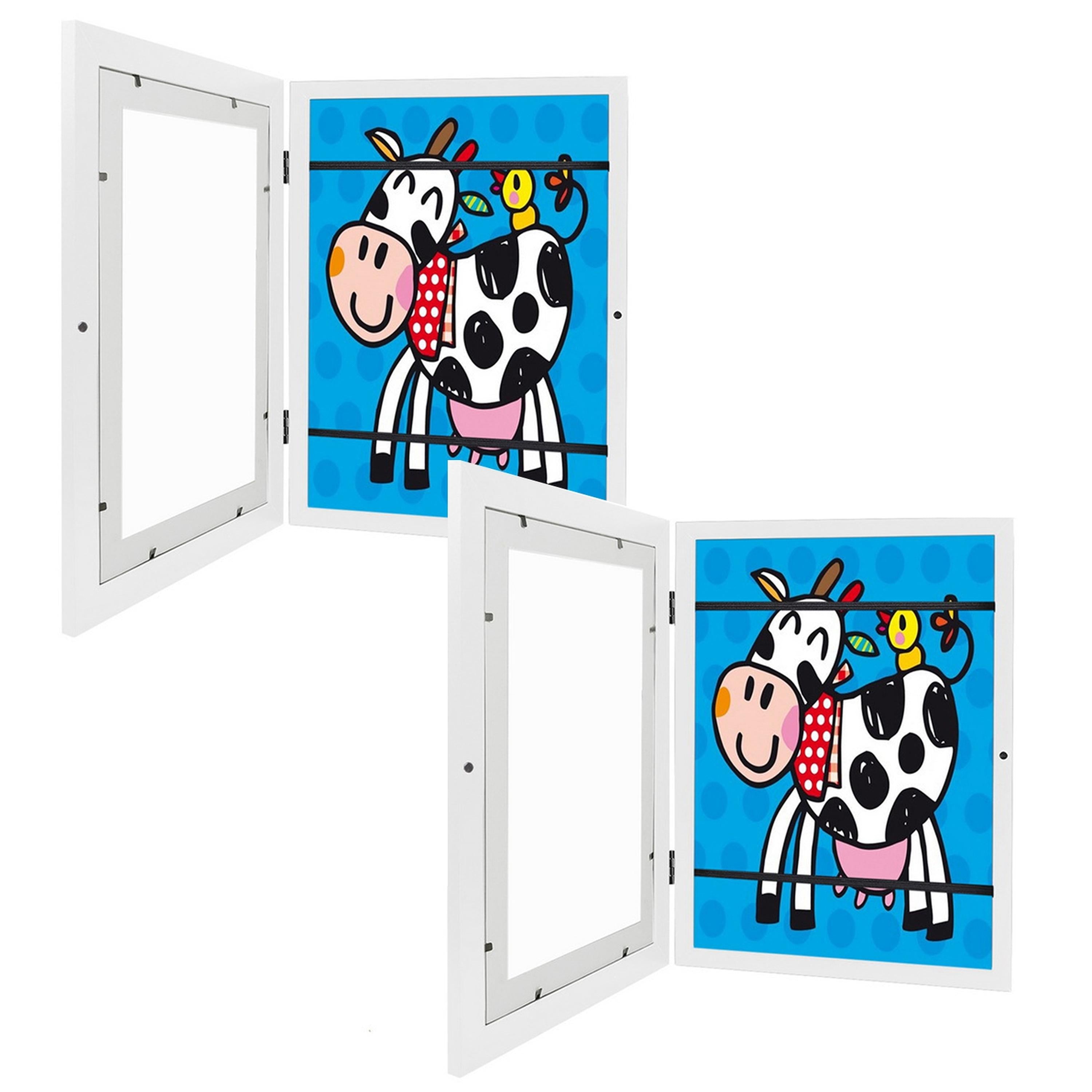 12.99x9.52in Kids Art Frame Front Opening Wooden Frame Artwork Display Storage Frame A4 Picture Frame Wall Display for Photo Art Projects Picture Chil