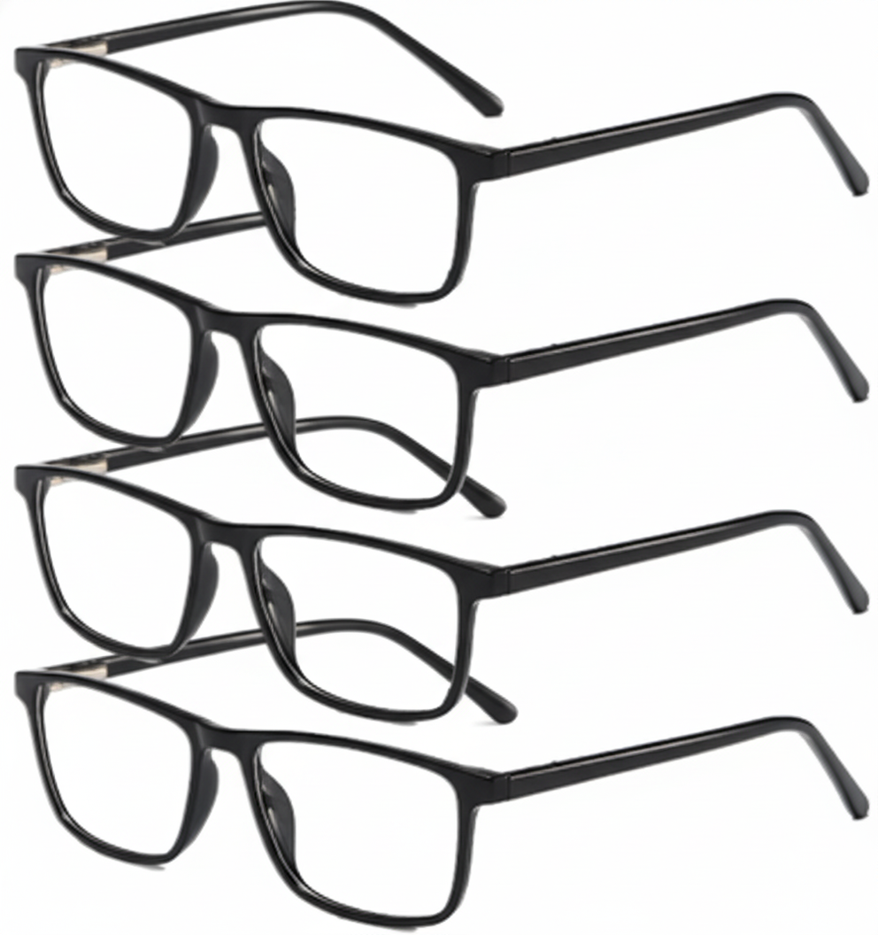 Reading Glasses Mens Womens Unisex Readers Eyeglasses 4 Pack Glasses New Square
