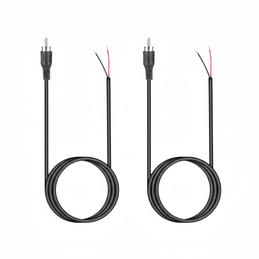 2-Pack 10 FT RCA Male Plug to Bare Wire Audio Speaker Subwoofer HDTV Cable Cord