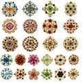24pc Vintage Brooch Lot Mixed Alloy Rhinestone Crystal Pins Wedding Bouquet DIY