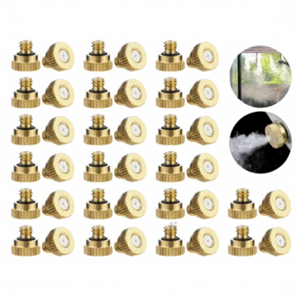 20x Brass Misting Nozzles Mister Sprinkler Outdoor Cooling System Garden Sprayer