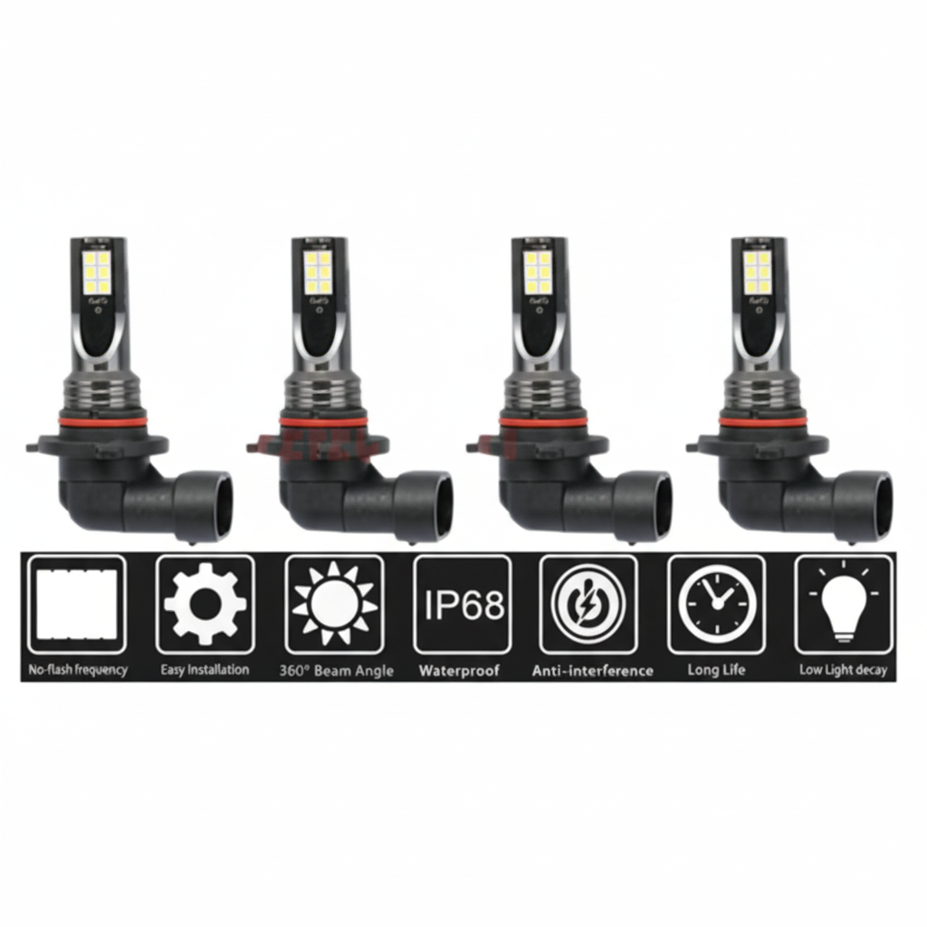 9005 9006 LED Headlights Kit Combo Bulbs 8000K High Low Beam Super White Bright