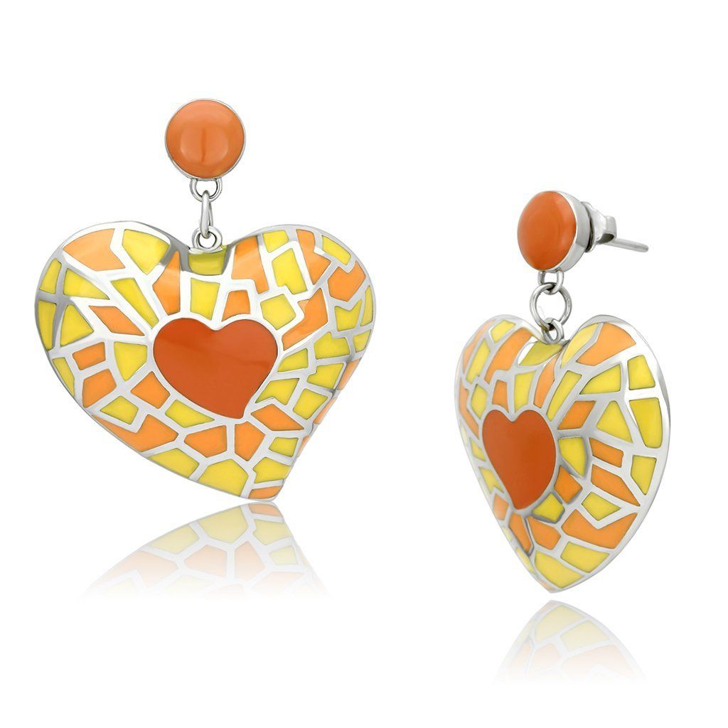 TK911 - High polished (no plating) Stainless Steel Earrings with Epoxy in Multi Color