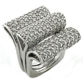 LOAS1047 - Rhodium 925 Sterling Silver Ring with AAA Grade CZ in Clear