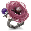 LOA600 - Antique Tone Brass Ring with Assorted in Multi Color