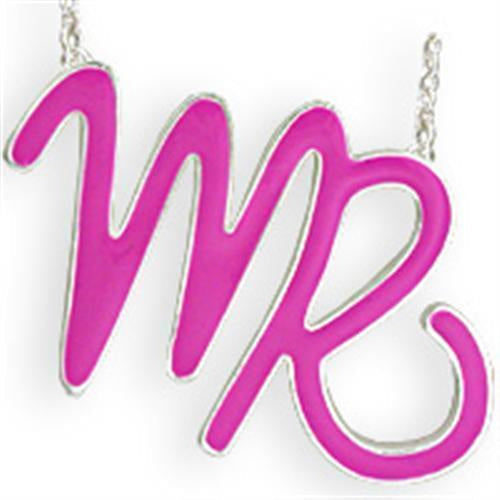 SNK03PINK - Silver Brass Chain Pendant with Epoxy in Rose